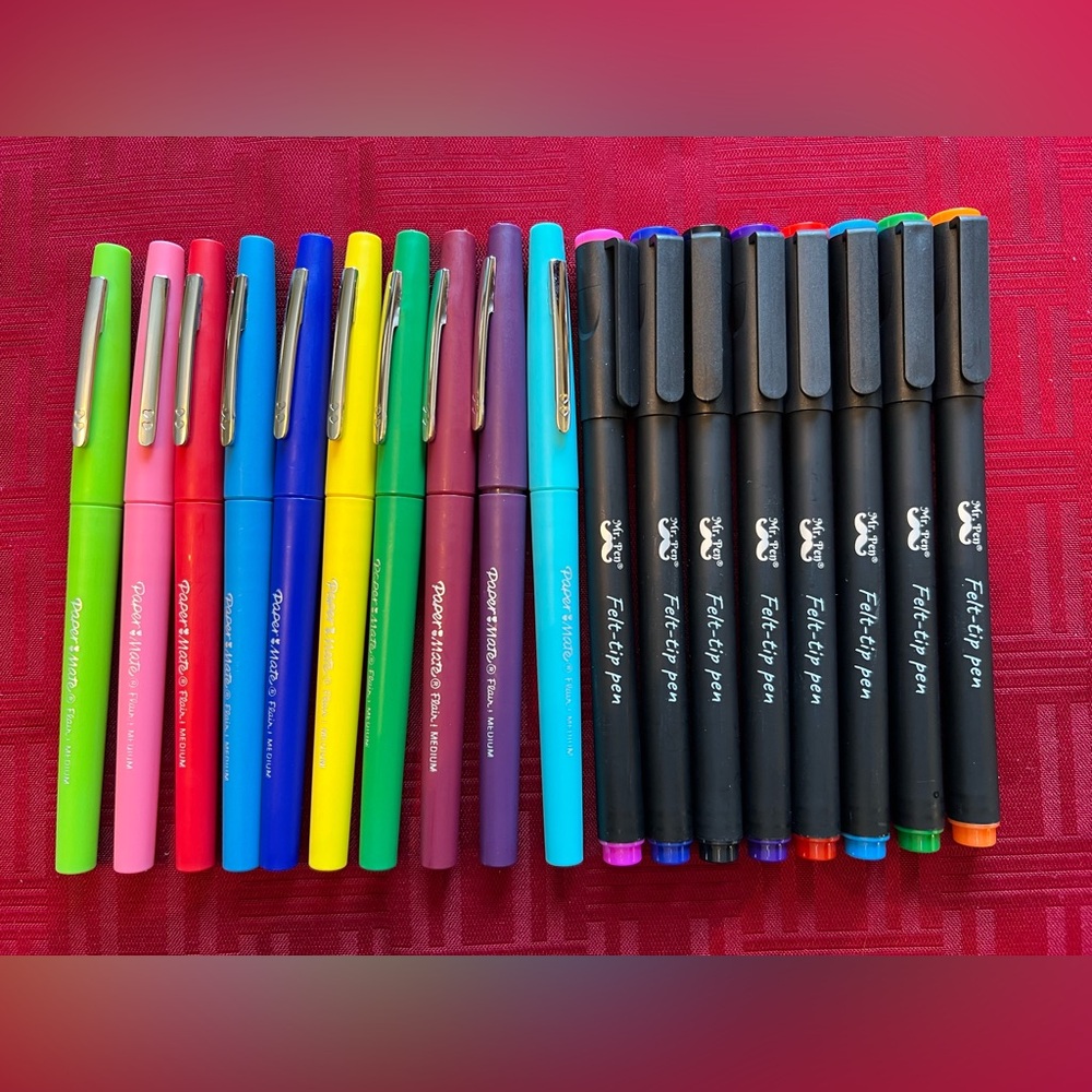 10 PaperMate Flair Felt Tip Markers + 8 Mr. Pen Felt Tip Markers Asstd Colors